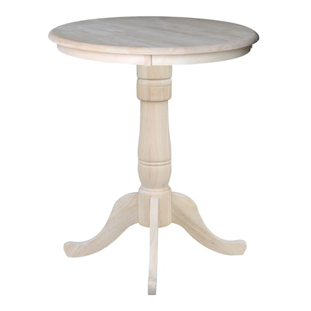 International Concepts Round 30 in Round Top Pedestal Table, 40.9 inH, Unfinished, 30 W, 30 L, 40.9 in H, Wood, Unfinished K-30RT-6B-2